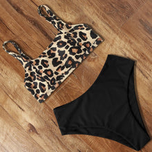 将图片加载到图库查看器，High Waist Bikini Leopard Bikini Women Push Up Swimsuit Women's Leopard Print Swimsuits High Waist Bikini Set 2 Piece Bathing Suits Women Printed Swimwear Tie Dye Summer Swim Beachwear
