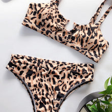 Load image into Gallery viewer, Leopard Bikinis Bikini Swimming Women's Bathing Suits Push Up Swimsuit Women's Padded Underwire Bikini  Wire Push Up Bathing Suit Leopard Printed High Cut Vintage Swimsuit
