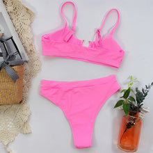 Load image into Gallery viewer, Leopard Bikinis Bikini Swimming Women's Bathing Suits Push Up Swimsuit Women's Padded Underwire Bikini  Wire Push Up Bathing Suit Leopard Printed High Cut Vintage Swimsuit
