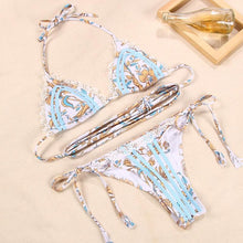 将图片加载到图库查看器，Fashion Swimwear Women Bikini Sets Women Lace Up Two Piece String Bikinis Beach Swimsuit Triangle Bathing Suit Side Tie Swimwear String Swimming Suit For Women Bathing Suit Micro Halter String Triangle Bikini
