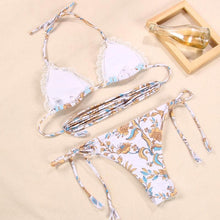 将图片加载到图库查看器，Fashion Swimwear Women Bikini Sets Women Lace Up Two Piece String Bikinis Beach Swimsuit Triangle Bathing Suit Side Tie Swimwear String Swimming Suit For Women Bathing Suit Micro Halter String Triangle Bikini
