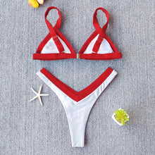 Load image into Gallery viewer, Bikini Solid Swimsuit Women Swimwear Push Up Bikini Set Patchwork  Summer Beach Bathing Suit Swim Wear Halter Bikini Swimsuit Beach Swimming Traveling High Leg Bikini
