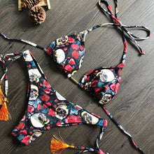 将图片加载到图库查看器，Popular Women's Beachwear  Bikini Set Swimwear Push-Up Padded Swimsuit Floral Bikini Set Low Rise Ruffled Two Pieces Swimsuit Push Up Bathing Suit Swimwear
