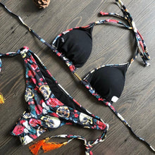 将图片加载到图库查看器，Popular Women's Beachwear  Bikini Set Swimwear Push-Up Padded Swimsuit Floral Bikini Set Low Rise Ruffled Two Pieces Swimsuit Push Up Bathing Suit Swimwear
