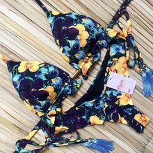 将图片加载到图库查看器，Popular Women's Beachwear  Bikini Set Swimwear Push-Up Padded Swimsuit Floral Bikini Set Low Rise Ruffled Two Pieces Swimsuit Push Up Bathing Suit Swimwear
