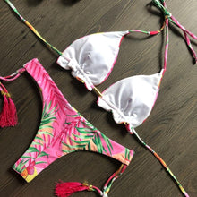 将图片加载到图库查看器，Popular Women's Beachwear  Bikini Set Swimwear Push-Up Padded Swimsuit Floral Bikini Set Low Rise Ruffled Two Pieces Swimsuit Push Up Bathing Suit Swimwear
