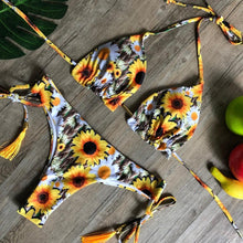 将图片加载到图库查看器，Popular Women's Beachwear  Bikini Set Swimwear Push-Up Padded Swimsuit Floral Bikini Set Low Rise Ruffled Two Pieces Swimsuit Push Up Bathing Suit Swimwear
