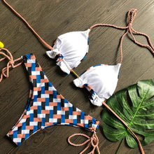 将图片加载到图库查看器，Popular Women's Beachwear  Bikini Set Swimwear Push-Up Padded Swimsuit Floral Bikini Set Low Rise Ruffled Two Pieces Swimsuit Push Up Bathing Suit Swimwear

