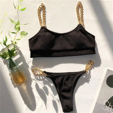 Load image into Gallery viewer, Modern New Black Bikini Set Chain Swimsuit Female Black Swimwear Women Summer Bathing Suit WomenBikini Set Two Pieces Bathing Suit
