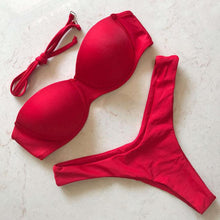 Load image into Gallery viewer, Bikini Push Up Swimsuit Female Swimwear Women's Bathing Suits Push Up Underwire Bikini Set Padded Two Piece Swimsuits Women Two-pieces Durable Bikini Set With Bra Cup Modern Bathing Suit
