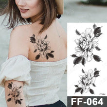 Load image into Gallery viewer, Waterproof Temporary Black Tattoo Sticker Peony Flower Snake Sketch Luxury Big Tattoo For Womens
