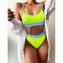 将图片加载到图库查看器，Female Push Up Swimsuit Modern Swimwear For Women Bikinis High Waist Bikini Set Solid Bikini 2 Piece Swimsuit Bathing Suits Women Bathing Suit High Waist Bikini Set Sport Wear Swimming Suit Bikini
