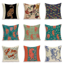 将图片加载到图库查看器，Tiger Cushion Case Autumn Jungle Home Decor Pillows Cases Leopard Printed Animal Throw Pillow Covers Decorative Pillowcase Soft Cushion Covers For Bedroom Sofa Bed Linen Pillow Covers 45X45CM
