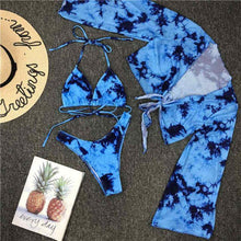 将图片加载到图库查看器，New Bikini Bikini Swimsuit For Women 3 Pieces Set Knot Front Off Shoulder Cover Up with Halter Bikini Sets Bathing Suit Women Swimwear Female Swimsuit Three-pieces Bikini set Halter Bather Bathing Suit Swim Beach Lady
