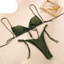 Load image into Gallery viewer, Halter Bikinis Swimsuit String Bikini Swimsuit for Women Triangle Tie Side Adjustable Swimsuit Bathing Suit 2 Piece Set New 2 Piece Swimwear High Cut Bikini Set Print Bandage Beachwear
