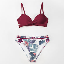 将图片加载到图库查看器，Push Up Floral Bikini Sets Women Two Pieces Swimsuits Women's Bathing Suits Push Up Halter Bandage Bikini Floral Printing Swim Bottoms Two Piece Swimsuits New Girl Beach Bathing Suits Swimwear
