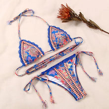 将图片加载到图库查看器，Fashion Swimwear Women Bikini Sets Women Lace Up Two Piece String Bikinis Beach Swimsuit Triangle Bathing Suit Side Tie Swimwear String Swimming Suit For Women Bathing Suit Micro Halter String Triangle Bikini
