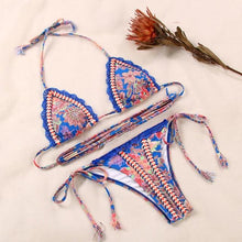 将图片加载到图库查看器，Fashion Swimwear Women Bikini Sets Women Lace Up Two Piece String Bikinis Beach Swimsuit Triangle Bathing Suit Side Tie Swimwear String Swimming Suit For Women Bathing Suit Micro Halter String Triangle Bikini
