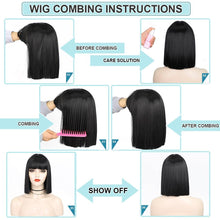 将图片加载到图库查看器，Glorious Synthetic Wigs Short Bob Wigs Black/Pink Bangs Wigs for Women Heat Resistant Fiber Hair Brazilin Wigs For Black Women Cosplay Wigs For Women
