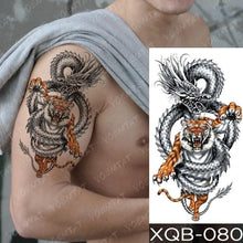 将图片加载到图库查看器，Elegant Black Waterproof Temporary Tattoo Sticker Lion Tiger Bear Flash Tattoos Leopard Wolf Colorful Big Tattoo Stickers For Mens Womens

