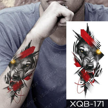将图片加载到图库查看器，Elegant Black Waterproof Temporary Tattoo Sticker Lion Tiger Bear Flash Tattoos Leopard Wolf Colorful Big Tattoo Stickers For Mens Womens
