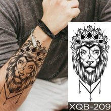 将图片加载到图库查看器，Elegant Black Waterproof Temporary Tattoo Sticker Lion Tiger Bear Flash Tattoos Leopard Wolf Colorful Big Tattoo Stickers For Mens Womens
