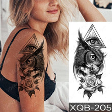 将图片加载到图库查看器，Elegant Black Waterproof Temporary Tattoo Sticker Lion Tiger Bear Flash Tattoos Leopard Wolf Colorful Big Tattoo Stickers For Mens Womens
