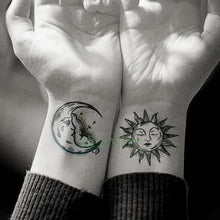 将图片加载到图库查看器，Elegant Waterproof Tattoo Sticker Sun Moon Fake Tatto Fashion Moon Temporary Fun Sun Wave Magic Tatoos For Womens Mens
