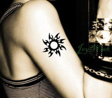 将图片加载到图库查看器，Elegant Waterproof Tattoo Sticker Sun Moon Fake Tatto Fashion Moon Temporary Fun Sun Wave Magic Tatoos For Womens Mens

