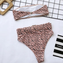 将图片加载到图库查看器，High Waist Bikini Black Swimwear Women Swimsuit High Leg Bikinis Set Women High Waist Bandeau Bikini Set Strapless 2 Piece Bathing Suit Swimsuits Tie Wrap Swimsuits Swimming for Bathing Suit Woman Swimsuits
