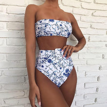 将图片加载到图库查看器，High Waist Bikini Black Swimwear Women Swimsuit High Leg Bikinis Set Women High Waist Bandeau Bikini Set Strapless 2 Piece Bathing Suit Swimsuits Tie Wrap Swimsuits Swimming for Bathing Suit Woman Swimsuits
