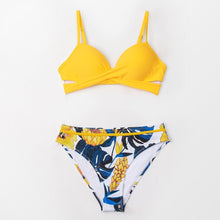 将图片加载到图库查看器，Push Up Floral Bikini Sets Women Two Pieces Swimsuits Women's Bathing Suits Push Up Halter Bandage Bikini Floral Printing Swim Bottoms Two Piece Swimsuits New Girl Beach Bathing Suits Swimwear
