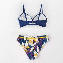 将图片加载到图库查看器，Push Up Floral Bikini Sets Women Two Pieces Swimsuits Women's Bathing Suits Push Up Halter Bandage Bikini Floral Printing Swim Bottoms Two Piece Swimsuits New Girl Beach Bathing Suits Swimwear
