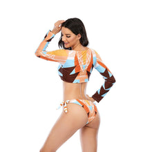 Load image into Gallery viewer, Surfing Swimsuit For Women Bikini Long Sleeve Swimwear Tiger Print Push Up Summer Bath Suit Two Piece Surfing Rash Guard Bikini Long Sleeve Swimsuit Set
