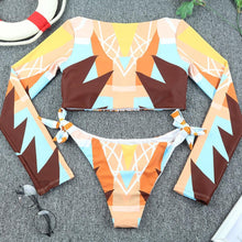 Load image into Gallery viewer, Surfing Swimsuit For Women Bikini Long Sleeve Swimwear Tiger Print Push Up Summer Bath Suit Two Piece Surfing Rash Guard Bikini Long Sleeve Swimsuit Set
