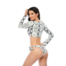Load image into Gallery viewer, Surfing Swimsuit For Women Bikini Long Sleeve Swimwear Tiger Print Push Up Summer Bath Suit Two Piece Surfing Rash Guard Bikini Long Sleeve Swimsuit Set
