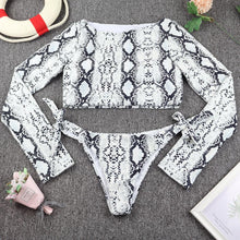 Load image into Gallery viewer, Surfing Swimsuit For Women Bikini Long Sleeve Swimwear Tiger Print Push Up Summer Bath Suit Two Piece Surfing Rash Guard Bikini Long Sleeve Swimsuit Set
