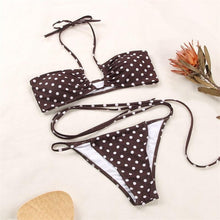 Load image into Gallery viewer, 3-Piece Bikinis Suit Halter Polka Dot Swimwear Women Beachwear Women's 3 Piece Bikini Set Swimsuit Cover Ups Sheer Sarongs Beach Wrap Skirt Bathing Suit Swimsuit Female Holiday Beach Skirt Bikini Set
