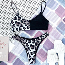 Load image into Gallery viewer, Leopard Bikini Women Swimwear Female Swimsuit Women Two Pieces Scalloped Bikini Set Swimsuits  Bathing Suit Two-pieces Bikini Set Bather Bathing Suit

