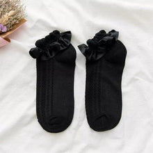 将图片加载到图库查看器，Women Lace Mesh Black White Cotton Socks Japanese Maiden Lovely Short Socks Frilly Ruffle Princess Socks For Women
