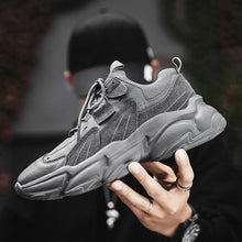 将图片加载到图库查看器，Fashion Mens Sneakers White Trend Casual Comfortable Black Mens Chunky Sneaker Design Summer White Outdoor Running Tennis Sneakers Sport Fashion Comfortable Casual Mens Sneakers
