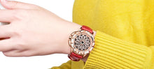 将图片加载到图库查看器，Luxury White Flower Womens Watch Analog Quartz Waterproof Wristwatches Elegant Leather Strap Modern Design
