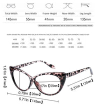 Load image into Gallery viewer, Cat Eye Reading Glasses  For Women Lightweight Presbyopic Reading Glasses Fashion Cute Reader For Women Computer Readers Anti Glare UV Ray Eyeglasses   +0.5 0.75 1.0 1.25 1.5 1.75 2.0 2.5 3.0 3.5 4.0
