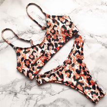 Load image into Gallery viewer, Leopard Bikini Women Swimwear Female Swimsuit Two-piece Bikini Set Comfortable Bathing Suit Swim Lady High Waist Bikini Set For Women Athletic Two Piece Soft Swimsuit Sporty Scoop Neck Bathing Suit

