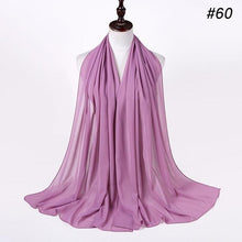 Load image into Gallery viewer, New Long Solid Colorful Soft Chiffon Hijab Elegant Scarf Wrap Lightweight Islamic Head Wear Escharpe Shawls Headband Stole Muslim Hijabs Wrap Headscarf Scarves Colors For Women

