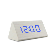 Load image into Gallery viewer, Digital Clock LED Wooden Alarm Clock Digital Alarm Clock with Wooden Electronic LED Time Display 3 Alarm Settings Humidity &amp; Temperature Detect Wood Made Electric Clocks Table Sound Control Electronic Clocks Desktop USB/AAA Powered Home Table Decor
