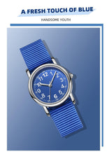 Load image into Gallery viewer, Easy To Read Quartz Watches Nylon Strap Sweat Proof Movement Analog Watch For Girls Boys Teens Minimalist Wrist Watch With Soft Band Learning Time Watch First Watch Soft Cloth Strap
