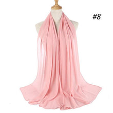 将图片加载到图库查看器，Winter Fashion Long Solid Color Soft Muslim Bubble Chiffon Hijab Scarf Shawls Hijab Elegant Scarf Wrap Lightweight Islamic Head Wear Escharpe Shawls Headband Wraps Lightweight Head Scarves Ladies Hijabs For  Women
