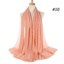 将图片加载到图库查看器，Winter Fashion Long Solid Color Soft Muslim Bubble Chiffon Hijab Scarf Shawls Hijab Elegant Scarf Wrap Lightweight Islamic Head Wear Escharpe Shawls Headband Wraps Lightweight Head Scarves Ladies Hijabs For  Women
