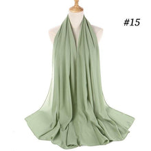 将图片加载到图库查看器，Winter Fashion Long Solid Color Soft Muslim Bubble Chiffon Hijab Scarf Shawls Hijab Elegant Scarf Wrap Lightweight Islamic Head Wear Escharpe Shawls Headband Wraps Lightweight Head Scarves Ladies Hijabs For  Women
